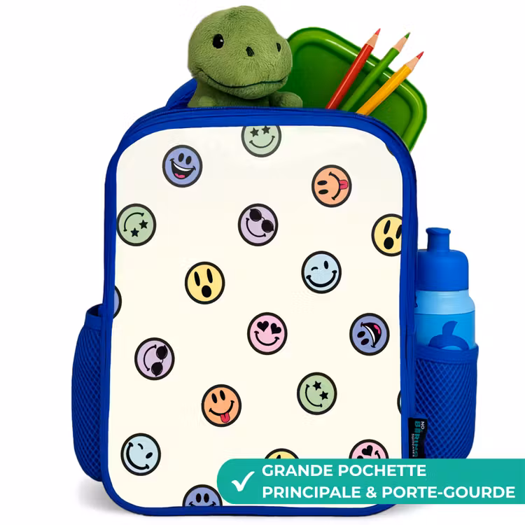 Sac à dos enfant - Bleu - Mélange de smileys espiègles — 5