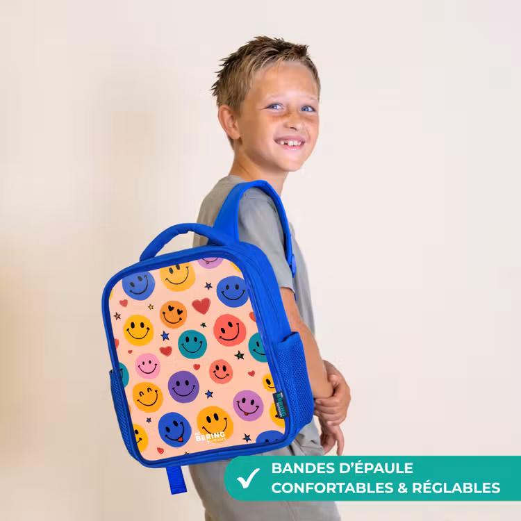 Sac à dos enfant - Bleu - Motif Smiley joyeux — 4