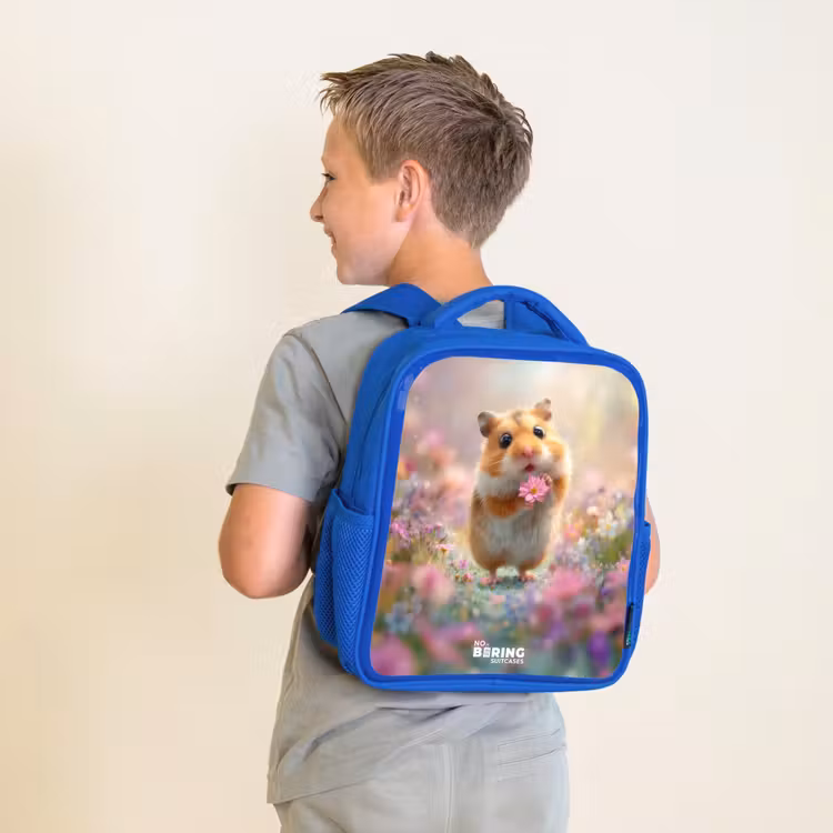 Sac à dos enfant - Bleu - Hamster - Fleur - Nature - Animal — 2