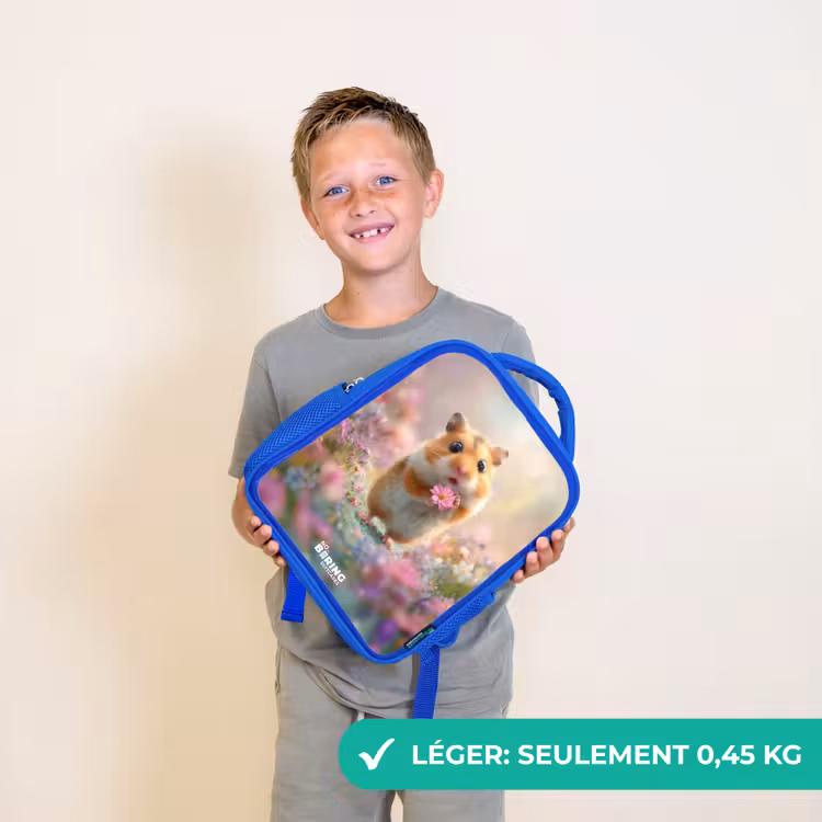 Sac à dos enfant - Bleu - Hamster - Fleur - Nature - Animal — 3