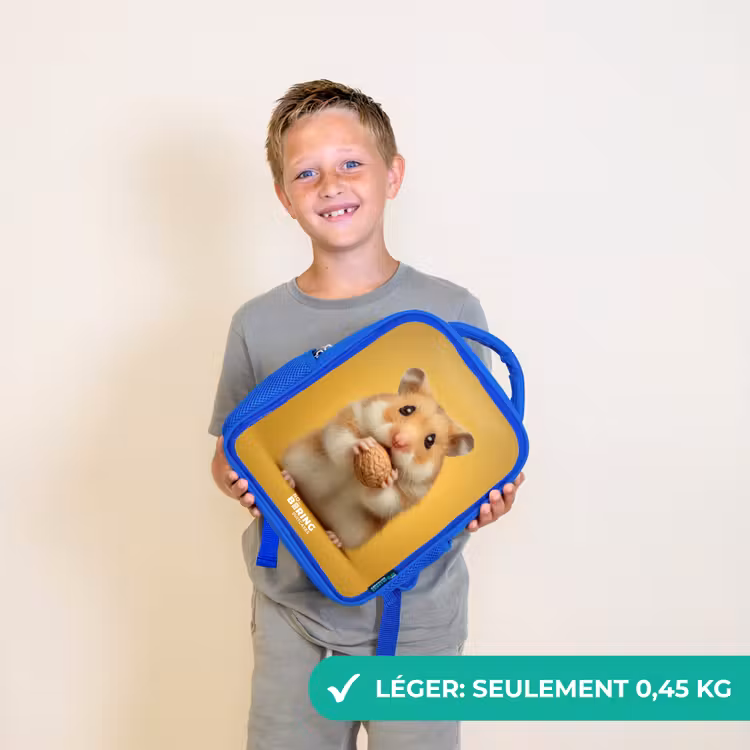 Sac à dos enfant - Bleu - Hamster - Noyer - Animal — 3