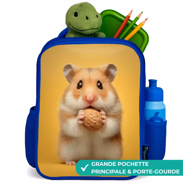 Sac à dos enfant - Bleu - Hamster - Noyer - Animal — 5