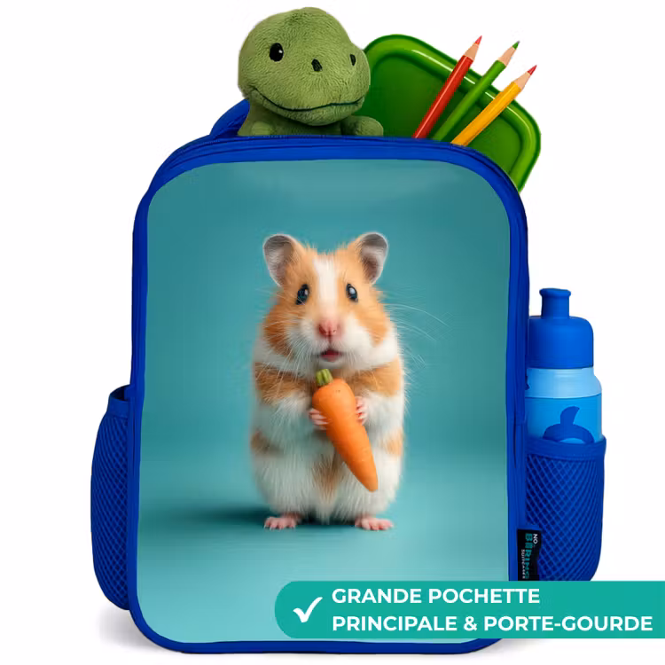 Sac à dos enfant - Bleu - Hamster - Carotte - Animal — 5