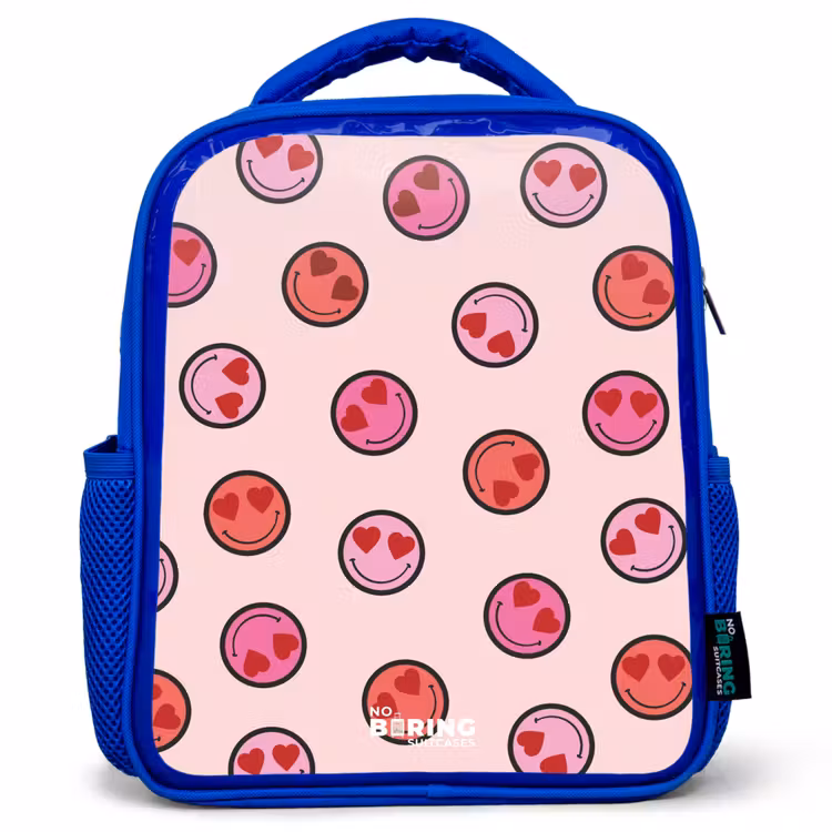 Sac à dos enfant - Bleu - Coeur - Smiley - Motif — 1