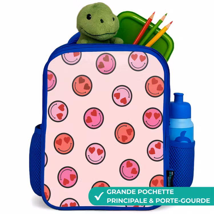Sac à dos enfant - Bleu - Coeur - Smiley - Motif — 5