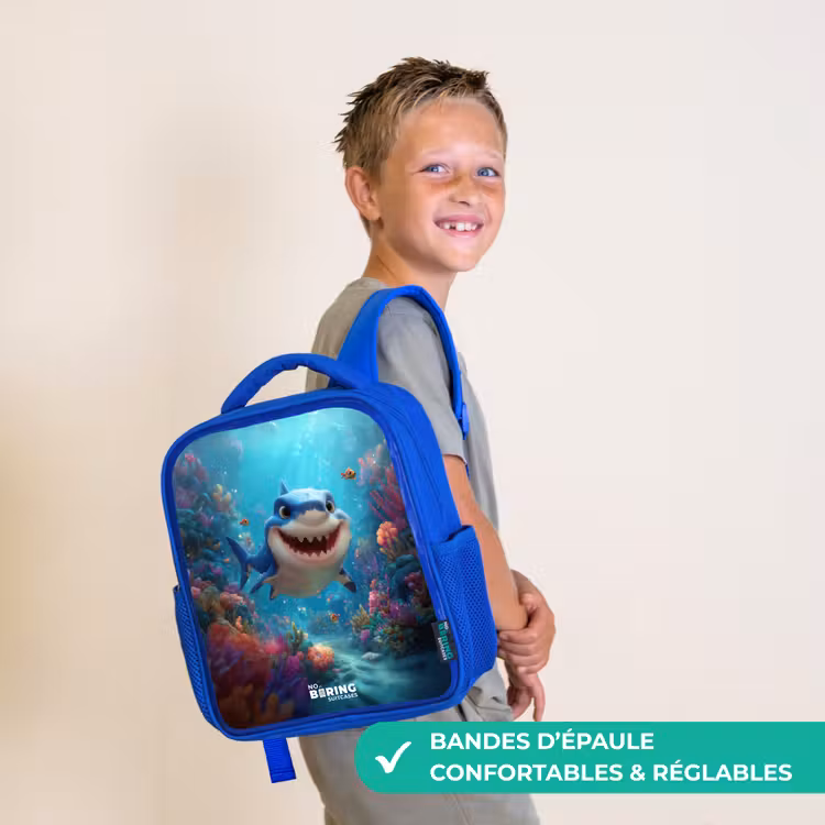 Sac à dos enfant - Bleu - Récif - Corail - Requin - Animal — 4