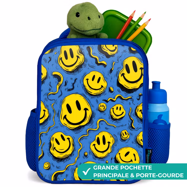 Sac à dos enfant - Bleu - Smiley - Jaune - Bleu — 5