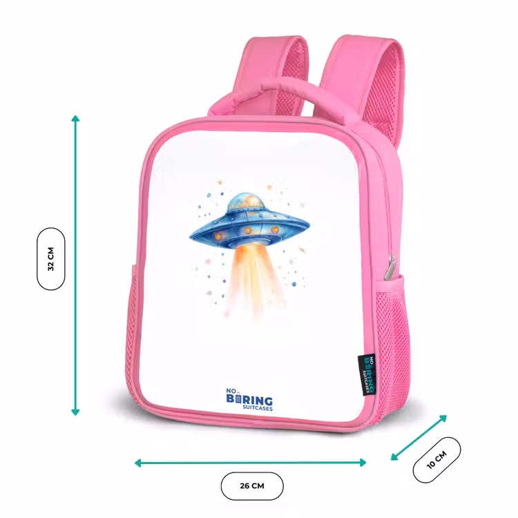 Sac à dos enfant - Rose - Blauw ruimteschip met lichtstraal — 3