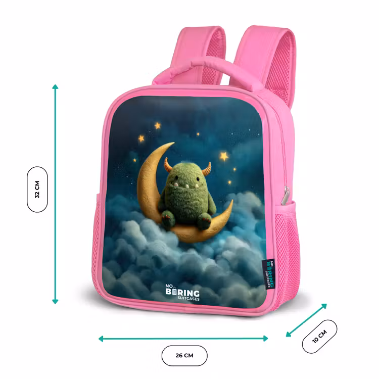Sac à dos enfant - Rose - Groen monster op maansikkel — 3
