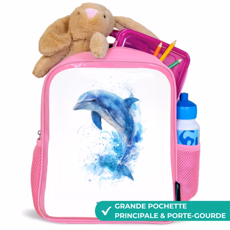 Sac à dos enfant - Rose - Springende blauwe dolfijn — 2