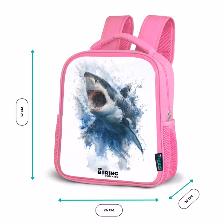 Sac à dos enfant - Rose - Aanvallende haai in waterverf — 3