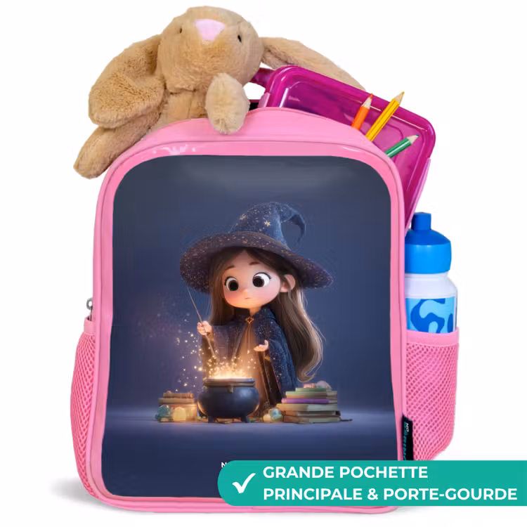 Sac à dos enfant - Rose - Betoverend meisje met ketel — 2
