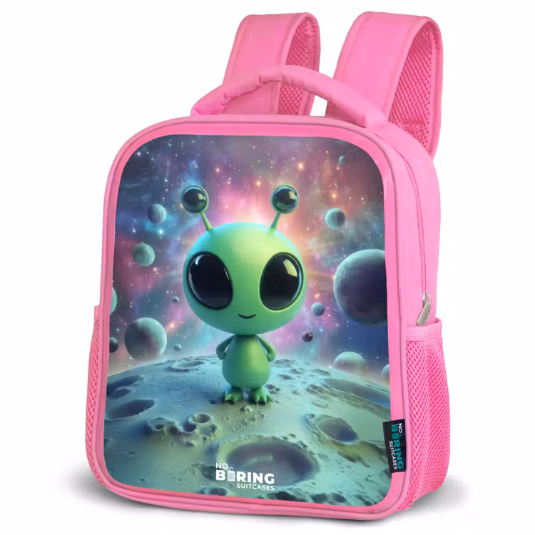 Sac à dos enfant - Rose - Groen buitenaards wezentje op maanlandschap — 4