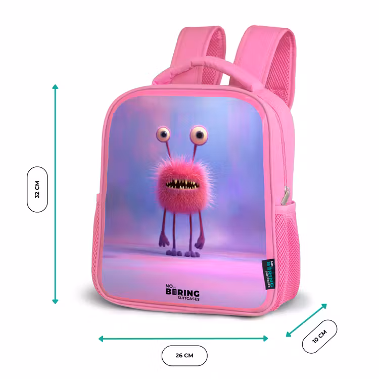 Sac à dos enfant - Rose - Roze harig monster met grote ogen — 3