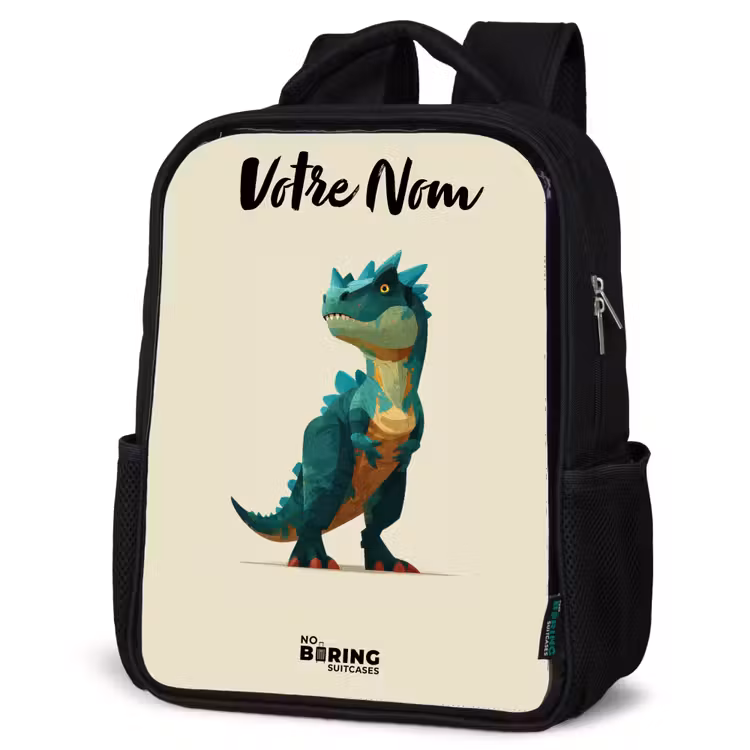 Sac à dos enfant avec votre nom - Noir - Dino - Animal - Vert — 6