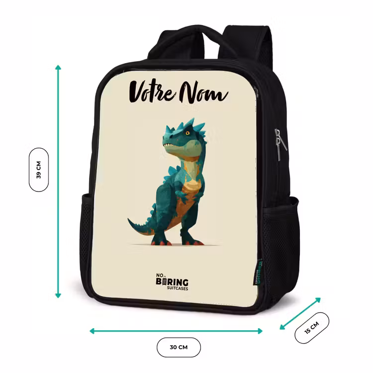 Sac à dos enfant avec votre nom - Noir - Dino - Animal - Vert — 8