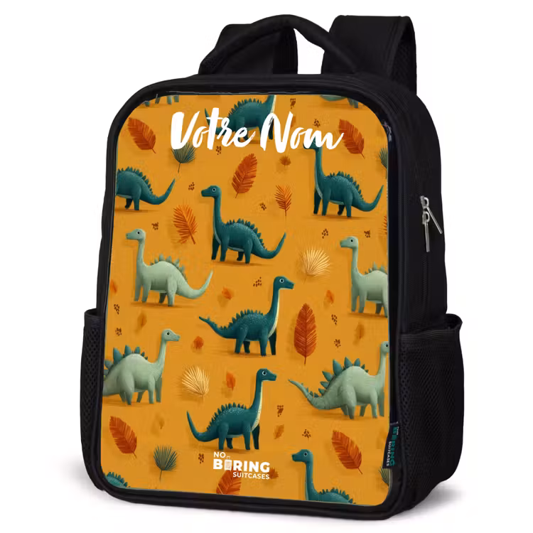 Sac à dos enfant avec votre nom - Noir - Dino - Animaux - Motif — 6