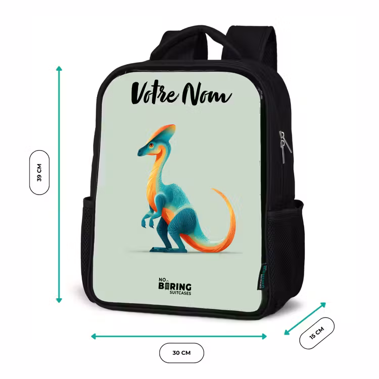 Sac à dos enfant avec votre nom - Noir - Dino - Bleu - Animal — 8