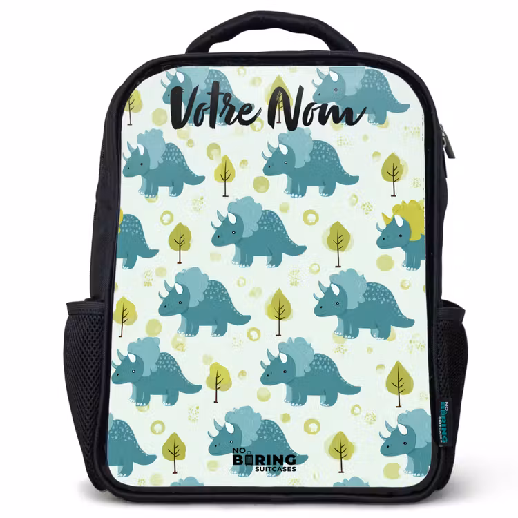 Sac à dos enfant avec votre nom - Noir - Dinos - Motif - Nature — 1