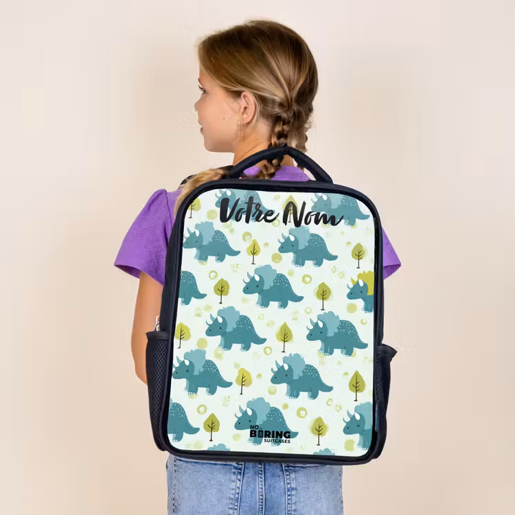 Sac à dos enfant avec votre nom - Noir - Dinos - Motif - Nature — 4