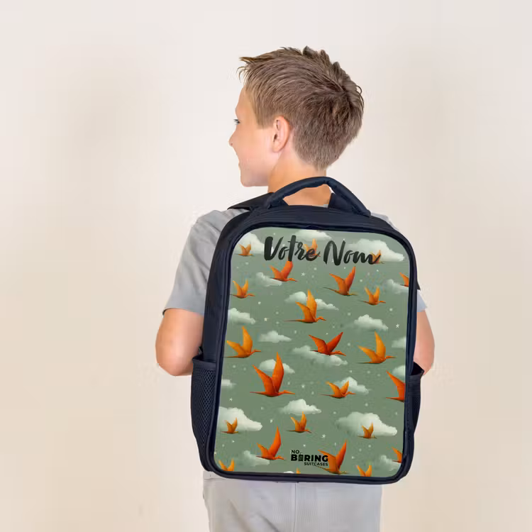 Sac à dos enfant avec votre nom - Noir - Motif - Dino - Ptérosaures — 2