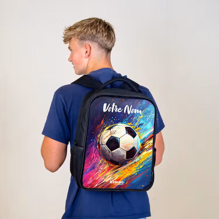 Sac à dos enfant avec votre nom - Noir - Néon - Football - Coloré — 5