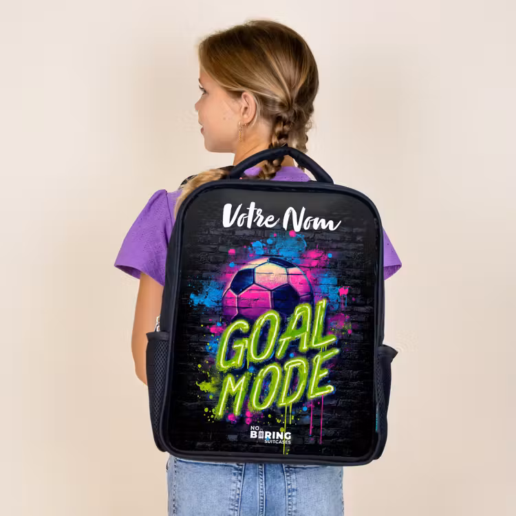 Sac à dos enfant avec votre nom - Noir - Néon - Graffiti - Football - Coloré — 4
