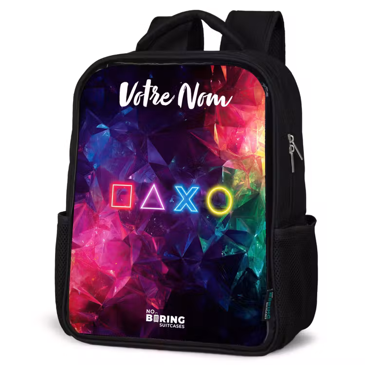 Sac à dos enfant avec votre nom - Noir - Symboles - Jeu - Coloré — 6