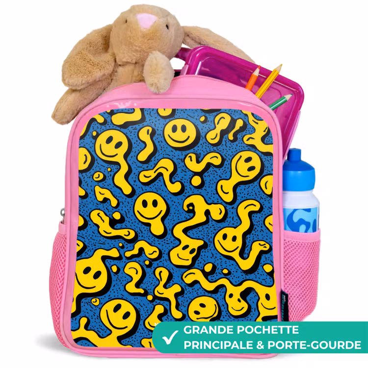 Sac à dos enfant - Rose - Smiley - Blauw - Geel — 2