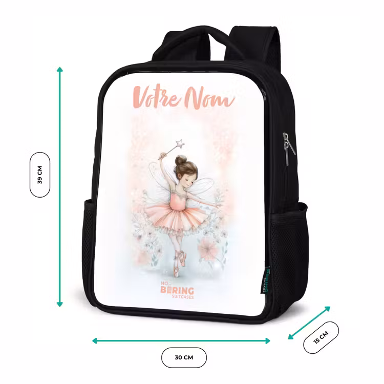 Sac à dos enfant avec votre nom - Noir - Ballerine - Elfe - Fée — 8