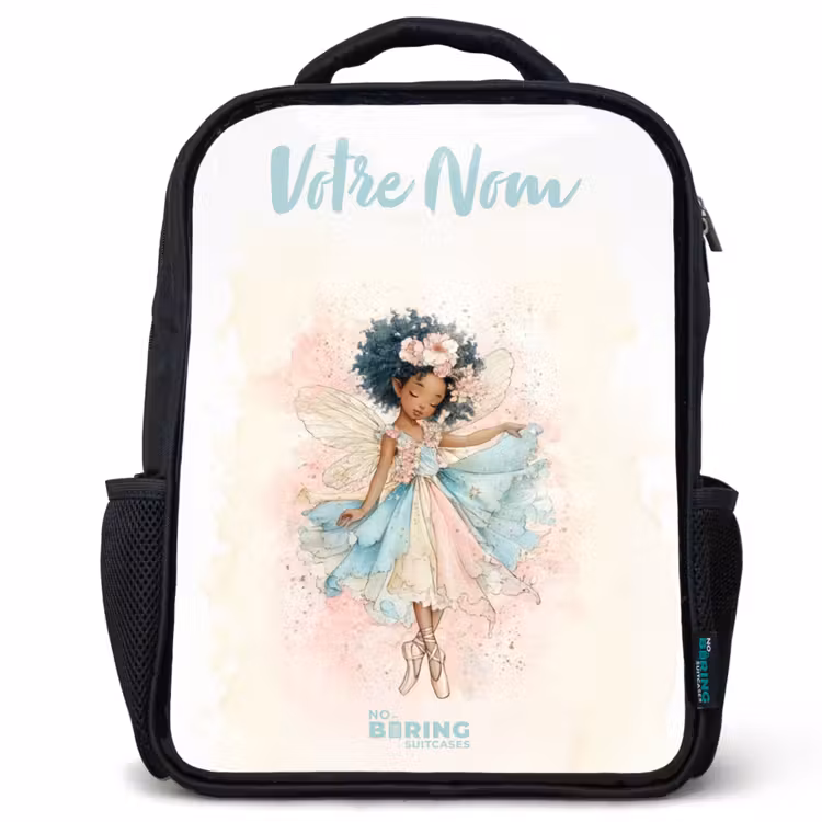 Sac à dos enfant avec votre nom - Noir - Elfe - Ballet - Coloré — 1