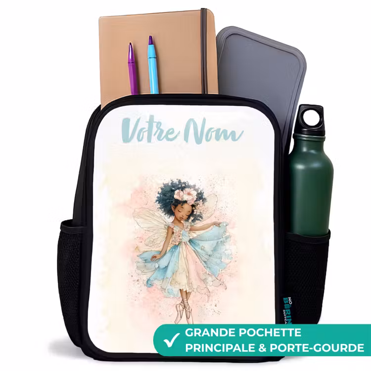 Sac à dos enfant avec votre nom - Noir - Elfe - Ballet - Coloré — 10