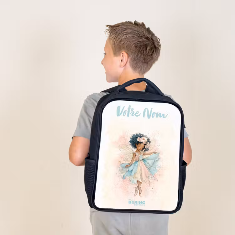 Sac à dos enfant avec votre nom - Noir - Elfe - Ballet - Coloré — 2