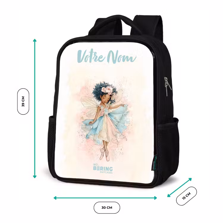 Sac à dos enfant avec votre nom - Noir - Elfe - Ballet - Coloré — 8