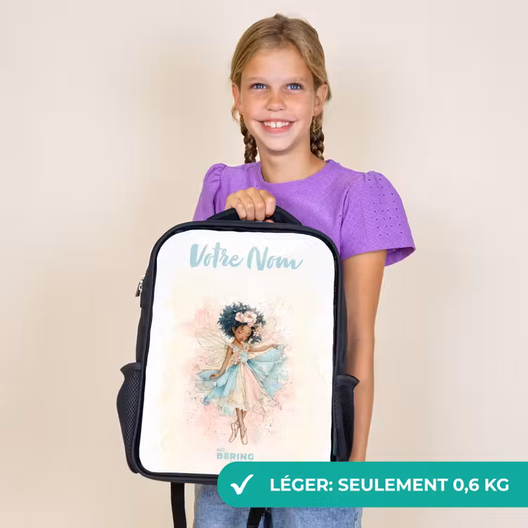 Sac à dos enfant avec votre nom - Noir - Elfe - Ballet - Coloré — 9
