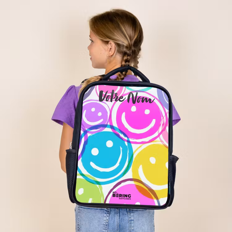 Sac à dos enfant avec votre nom - Noir - Explosion de sourires colorés — 4