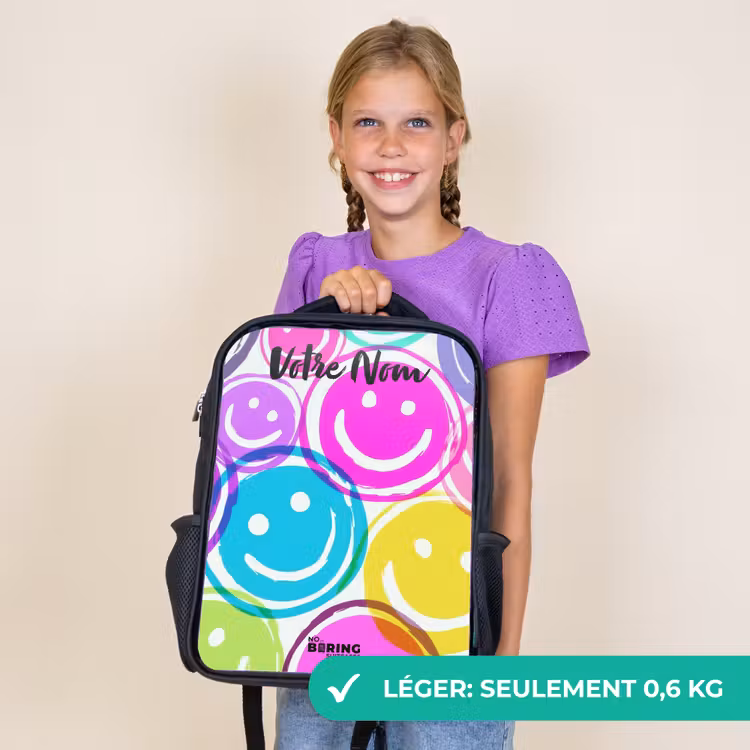 Sac à dos enfant avec votre nom - Noir - Explosion de sourires colorés — 9