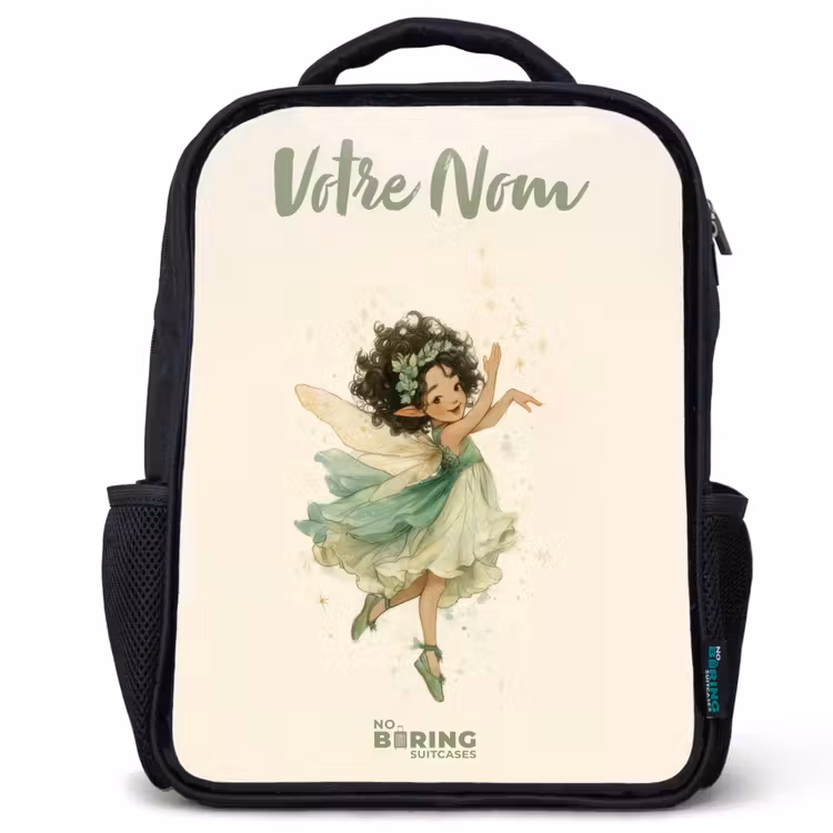 Sac à dos enfant avec votre nom - Noir - Fée de la forêt dansante — 1