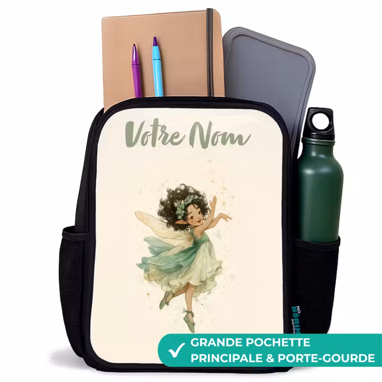 Sac à dos enfant avec votre nom - Noir - Fée de la forêt dansante — 10