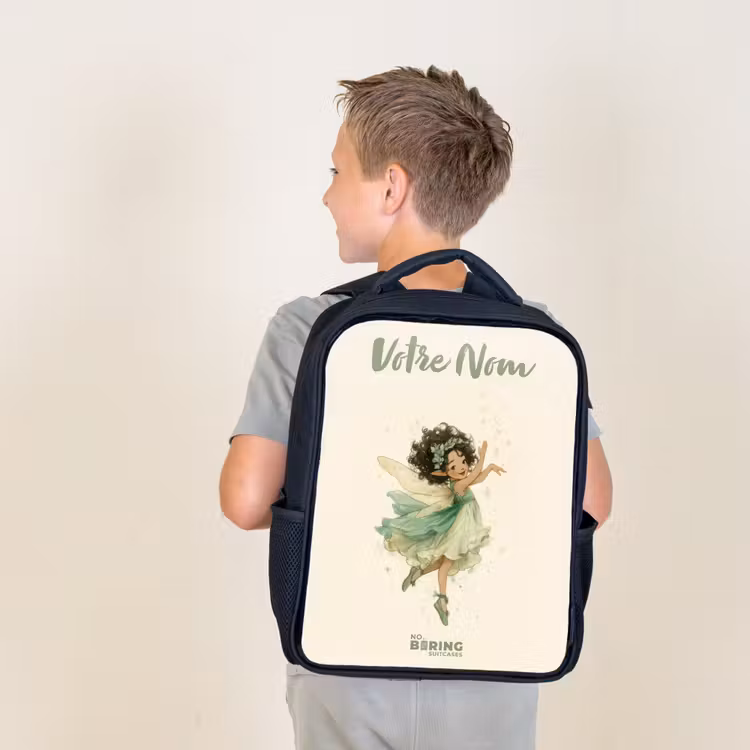 Sac à dos enfant avec votre nom - Noir - Fée de la forêt dansante — 2