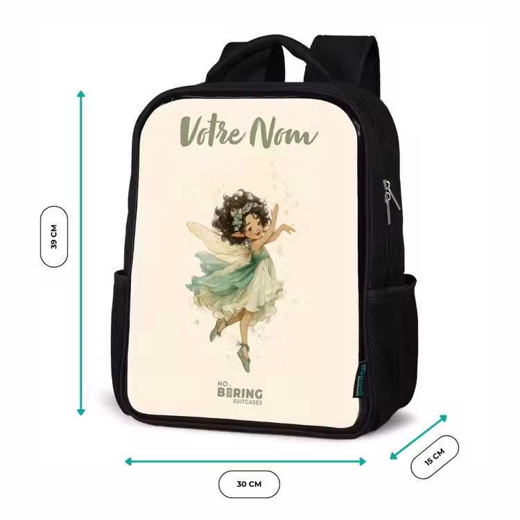 Sac à dos enfant avec votre nom - Noir - Fée de la forêt dansante — 8