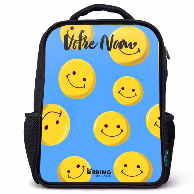 Sac à dos enfant avec votre nom - Noir - Joyeuse pluie souriante — 1