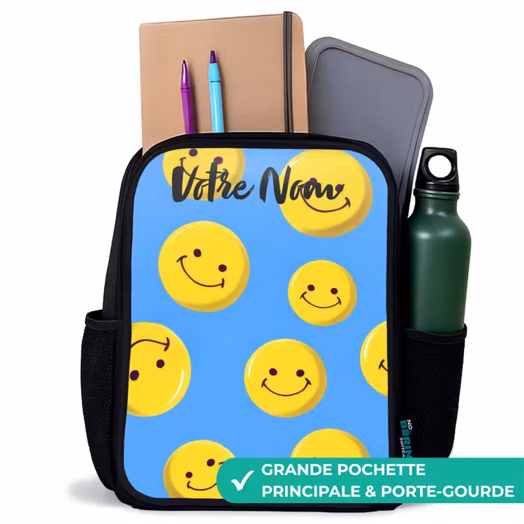 Sac à dos enfant avec votre nom - Noir - Joyeuse pluie souriante — 10