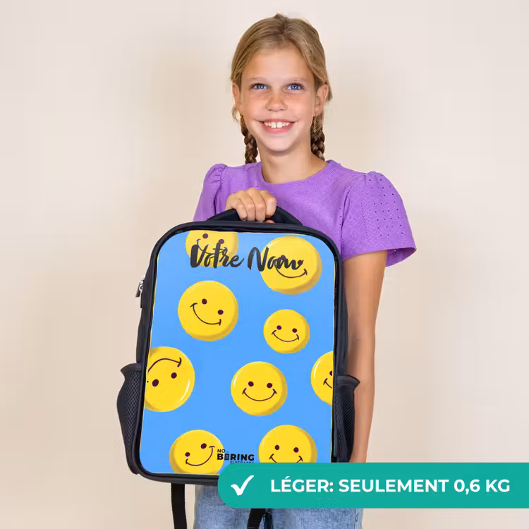 Sac à dos enfant avec votre nom - Noir - Joyeuse pluie souriante — 9