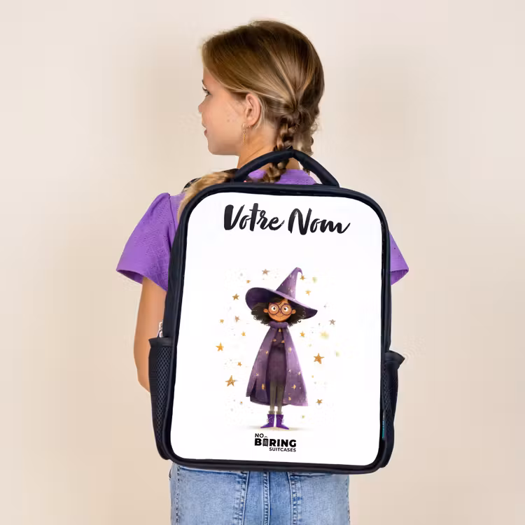 Sac à dos enfant avec votre nom - Noir - La cape violette du sorcier — 4