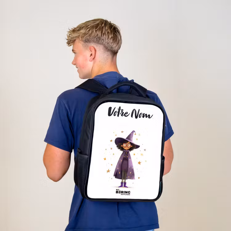 Sac à dos enfant avec votre nom - Noir - La cape violette du sorcier — 5