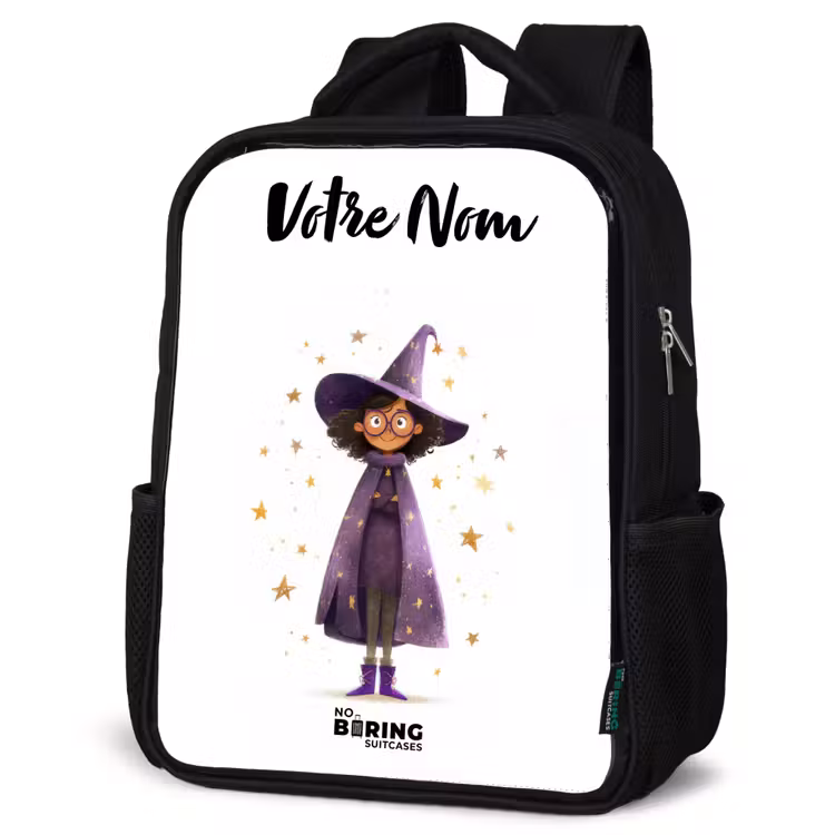 Sac à dos enfant avec votre nom - Noir - La cape violette du sorcier — 6