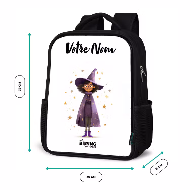 Sac à dos enfant avec votre nom - Noir - La cape violette du sorcier — 8
