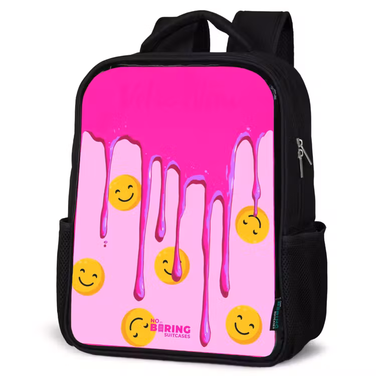 Sac à dos enfant avec votre nom - Noir - Peinture - Smiley - Rose — 6