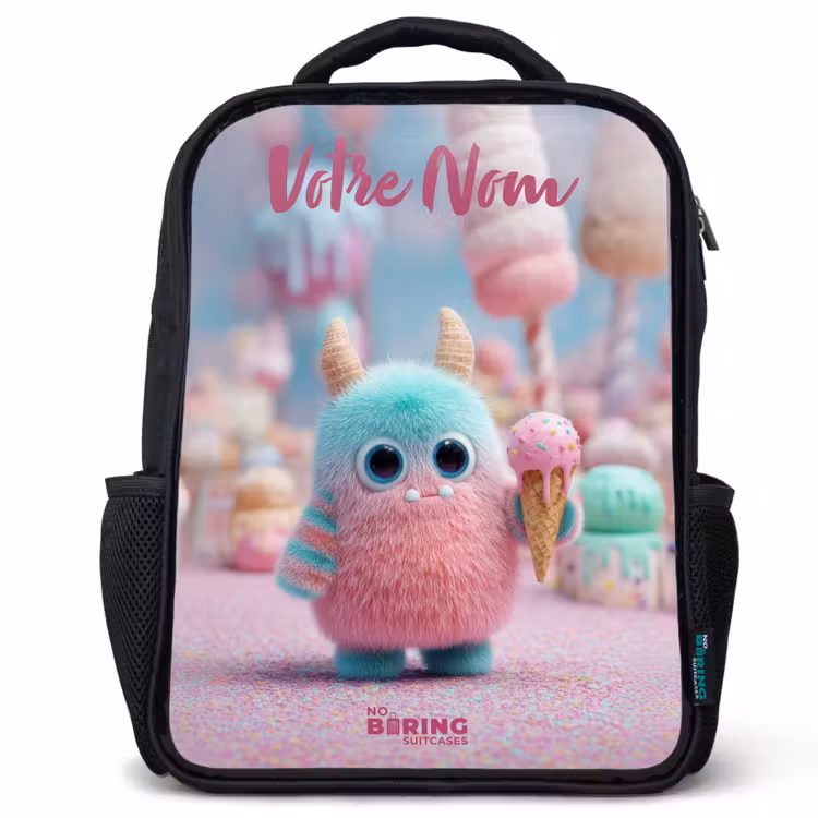 Sac à dos enfant avec votre nom - Noir - Sweet Monster Candy Adventure — 1